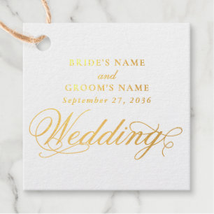 Étiquette-cadeau Véritable or feuille élégant classe luxe mariage b