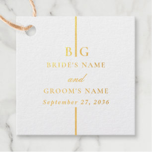 Étiquette-cadeau Véritable or feuille minimaliste élégant monogramm