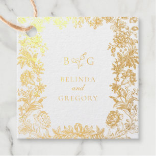 Étiquette-cadeau Véritable papier d'or élégant floral botanique mar
