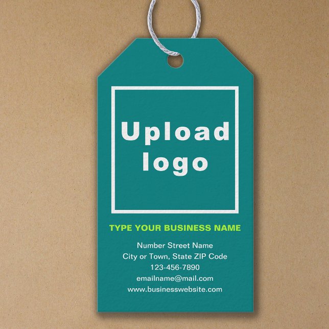 Étiquette cadeau vert Turquoise pour marque commer (Build brand name awareness. Your business brand on teal green gift tag.)