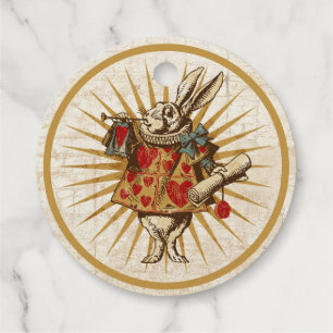 Étiquette-cadeau Vintage Alice White Rabbit