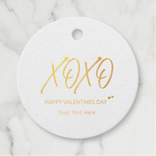 Étiquette-cadeau XOXO Gold Hearts Heureuse Sainte-Valentin Foil C
