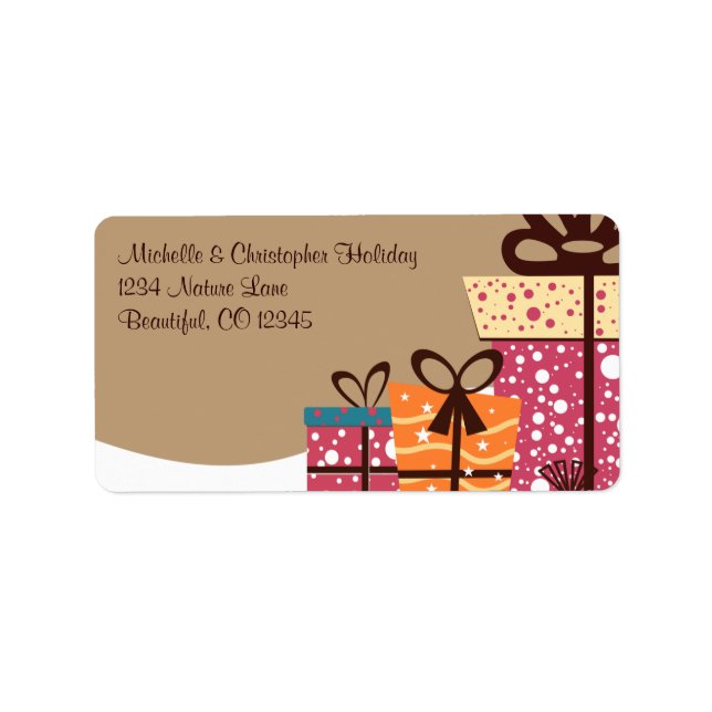 Étiquette Cadeaux colorés en hiver neige Adresse (Devant)