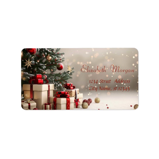 Étiquette Cadeaux de sapin de Noël Bokeh (Devant)
