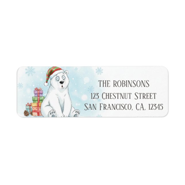 Étiquette Cadeaux drôles d'ours polaire de Noël  (Devant)