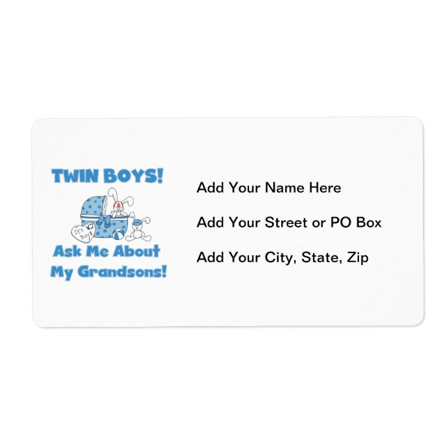Étiquette Cadeaux Twin Boy Grandsons (Devant)