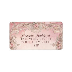 Étiquette Cadre antique grunge rose