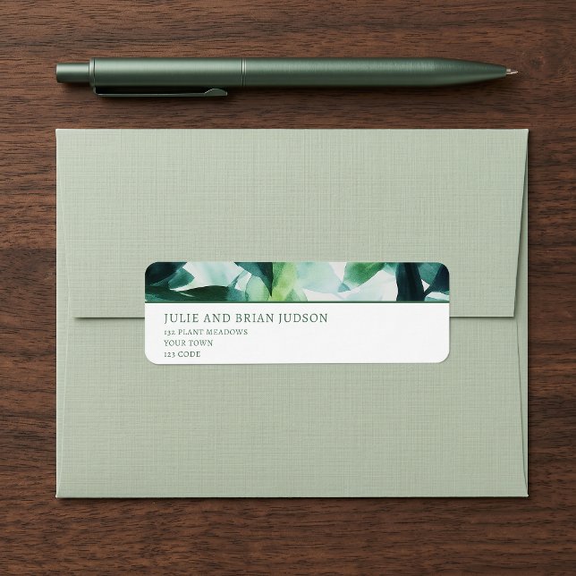 Étiquette Cadre de verdure à l'aquarelle adresse de retour (Watercolor Greenery border return address Label)