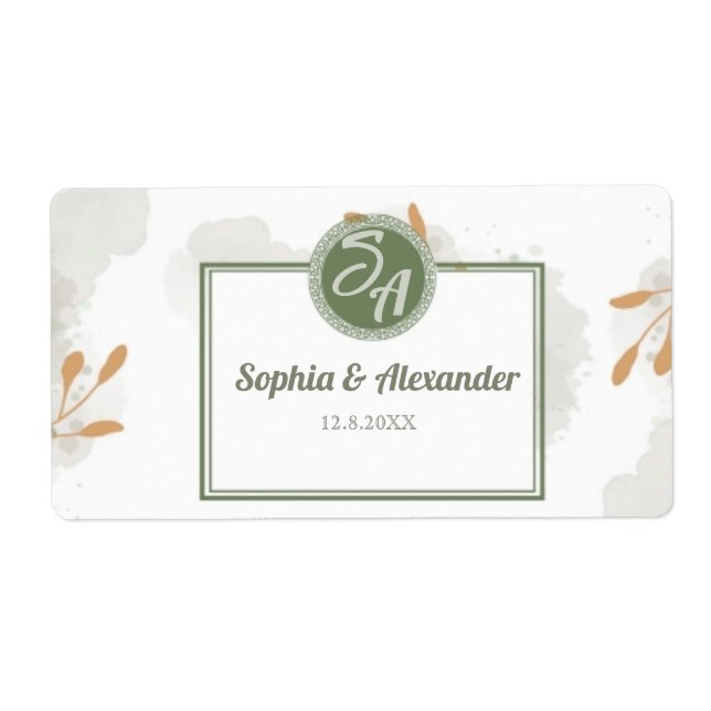 Étiquette Cadre doré élégant et fleurs de mariage floral  (Devant)