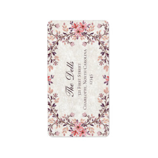 Étiquette Cadre floral aquarelle romantique - Automne rustiq