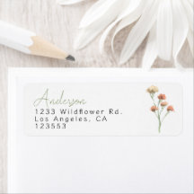 Cadre Floral de Fleur Sauvage Bohème Adresse de Re