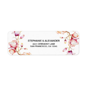 Étiquette Cadre géométrique Magnolia rose