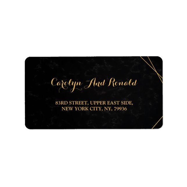 Étiquette Cadre géométrique noir et or chic (Devant)