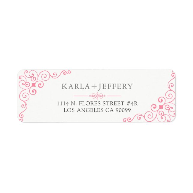 Étiquette Cadre Tourbillonnant rose Vintage (Devant)