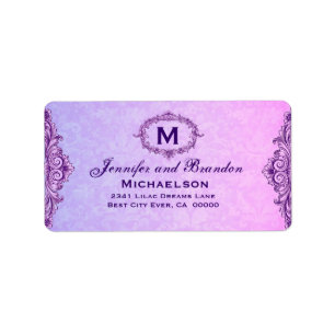 Étiquette Cadre vintage pourpre et rose personnalisé