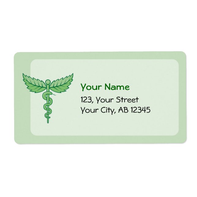 Étiquette Caduceus avec feuilles (Devant)