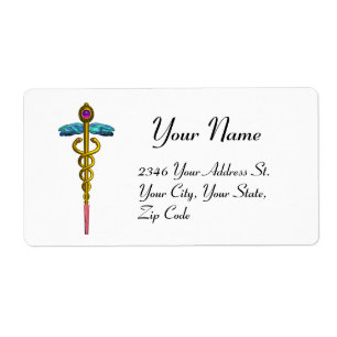 Étiquette CADUCUS, améthyste or vibrant, blanc