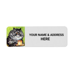 Étiquette CAFÉ CAT LOUIS WAIIS ART Retourner l'adresse Étiqu