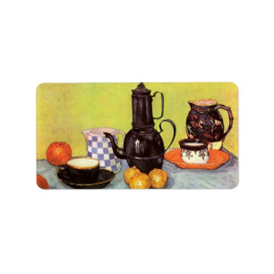 Étiquette Café en émail bleu par Vincent van Gogh