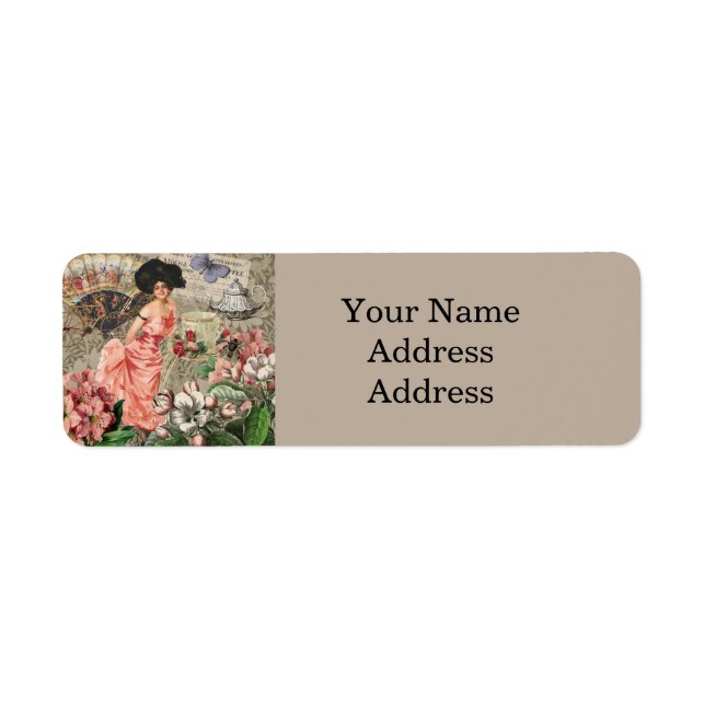 Étiquette Café Lady Victorian Femme Rose Classy (Devant)