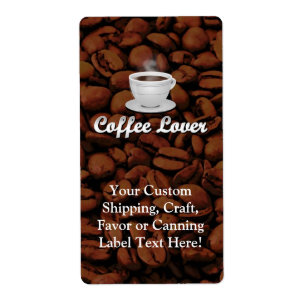 Étiquette Café Lover, White Cup/haricots Brown