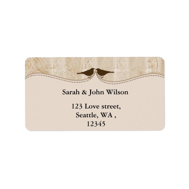 Étiquette cage d'oiseau brun, les inséparables retournent le (Devant)