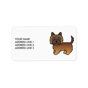 Étiquette Cairn Terrier Bringé Rouge Chien de Dessin Animé M
