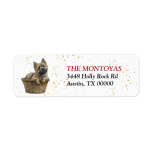 Étiquette Cairn Terrier Dog Wicker Basket Adresse de retour
