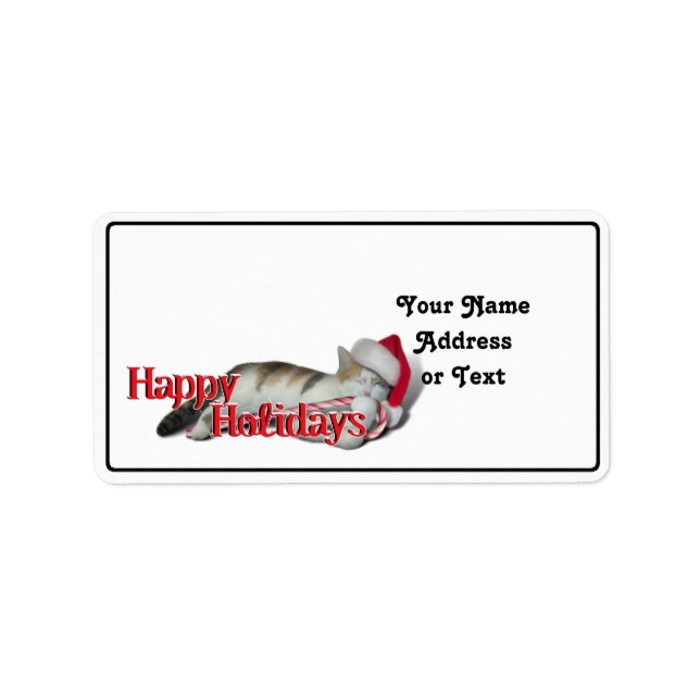 Étiquette Cali le Chat de Noël Calico (avec texte) (Devant)