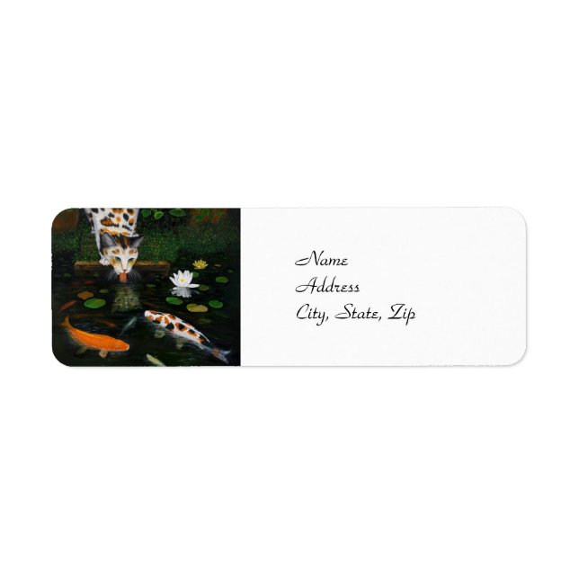 Étiquette Calico Cat et Koi Fish (Devant)