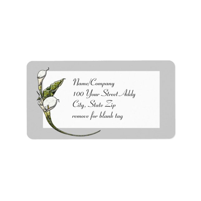 Étiquette Calla Lilis (Devant)