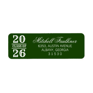 Étiquette Calligraphie 2024 Diplôme Vert Adresse de Retour 