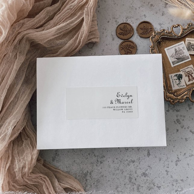 Étiquette Calligraphie Classic Minimaliste Mariage Retour (Créateur téléchargé)