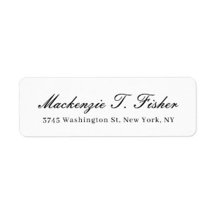 Étiquette Calligraphie Classique Élégante Noir & Blanc