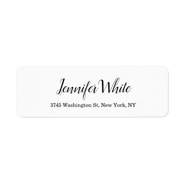 Étiquette Calligraphie élégant Noir & Blanc Classique (Devant)