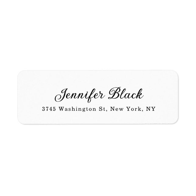 Étiquette Calligraphie Elégant Noir & Blanc Nom Adresses (Devant)