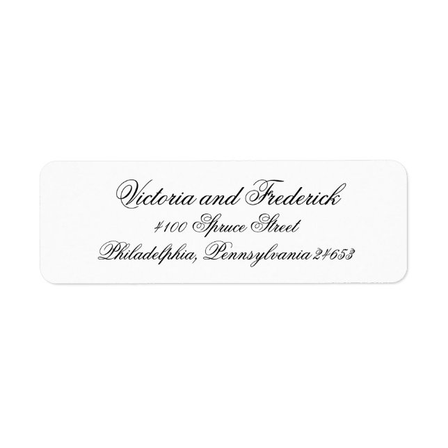 Étiquette Calligraphie Élégante Adresse de Retour Mariage Fo (Devant)