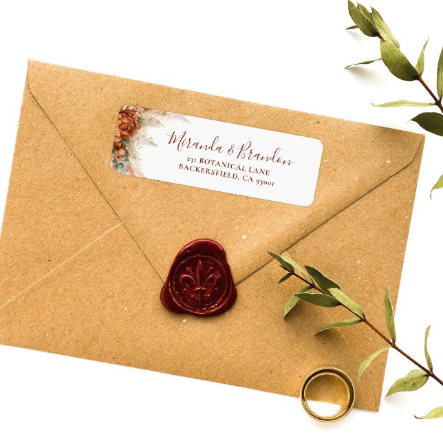 Étiquette Calligraphie Élégante Fleurs Romantiques Mariage B (Créateur téléchargé)