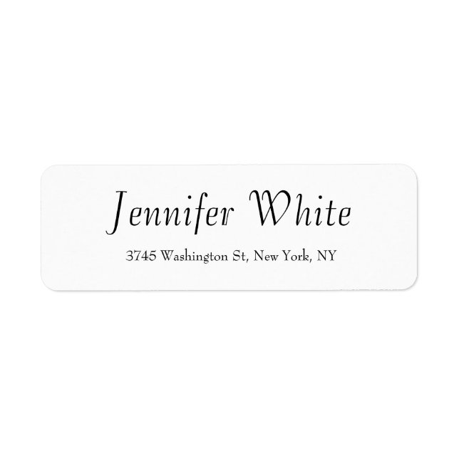 Étiquette Calligraphie Élégante Noir & Blanc Minimaliste (Devant)