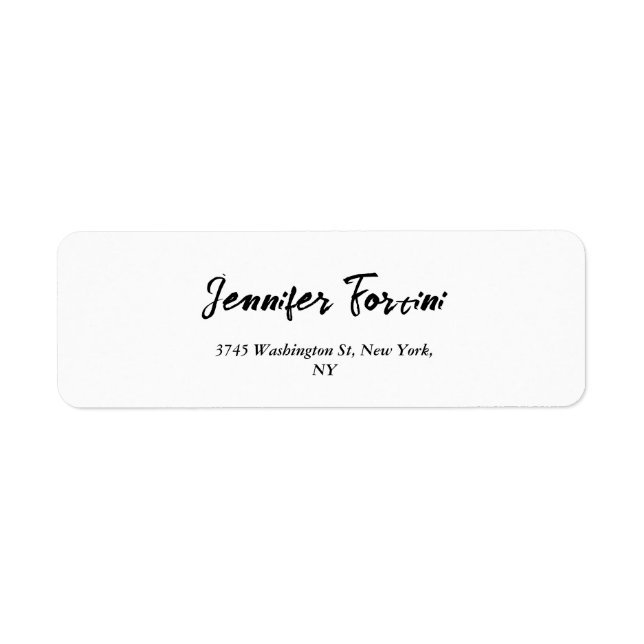 Étiquette Calligraphie Élégante Noir & Blanc Plaine Simple (Devant)