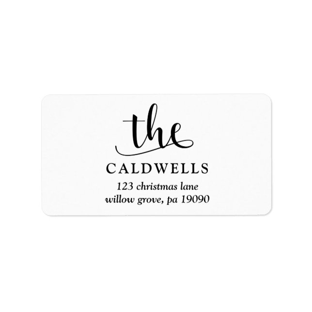 Étiquette Calligraphie familiale traditionnelle Noël blanc (Devant)