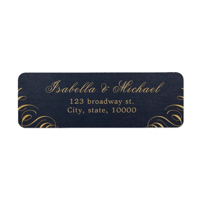 Étiquette Calligraphie florissante de la marine Adresse de r (Devant)