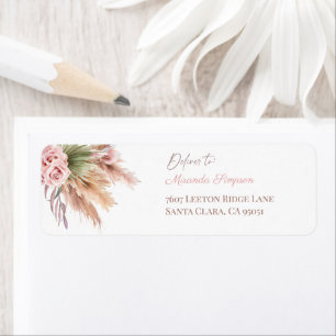 Étiquette Calligraphie minimaliste Script Boho Herbe de Pamp