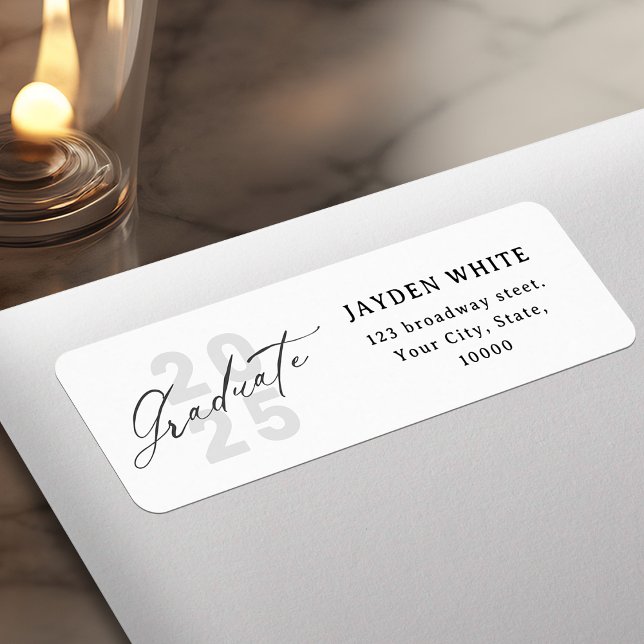 Étiquette Calligraphie moderne Adresse de graduation simple (Modern Calligraphy Simple Graduation Address Label)