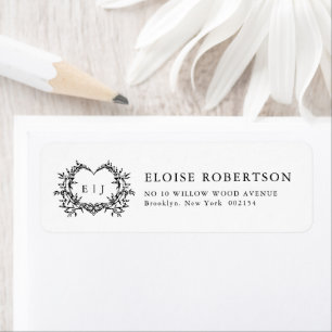Étiquette Calligraphie moderne minimaliste Blason monogramme