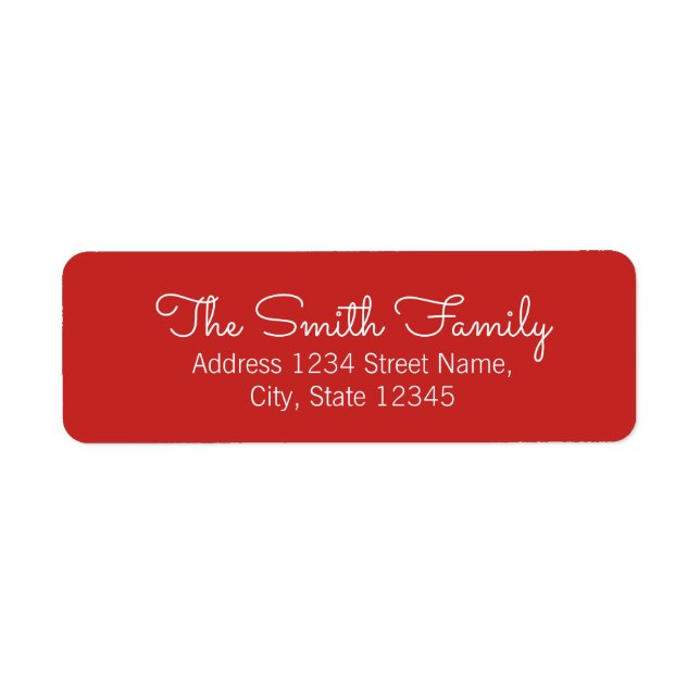 Étiquette Calligraphie moderne rouge et blanc Nom de famille (Devant)