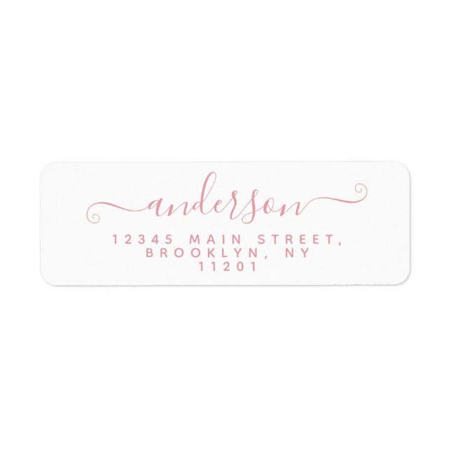 Étiquette Calligraphie moderne Script Blush Pink Nom (Devant)