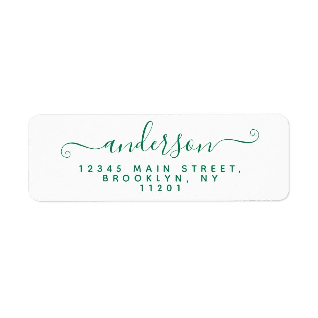 Étiquette Calligraphie moderne Script Classic Green Nom (Devant)