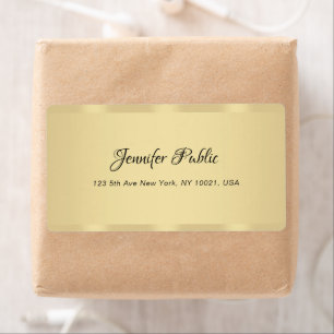 Étiquette Calligraphie Nom Moderne Script à main Faux Gold