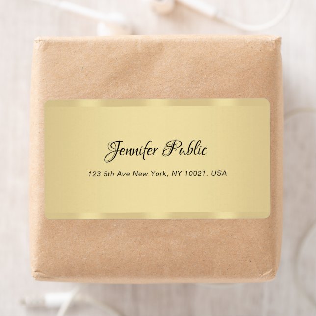 Étiquette Calligraphie Nom Moderne Script à main Faux Gold (En situation)